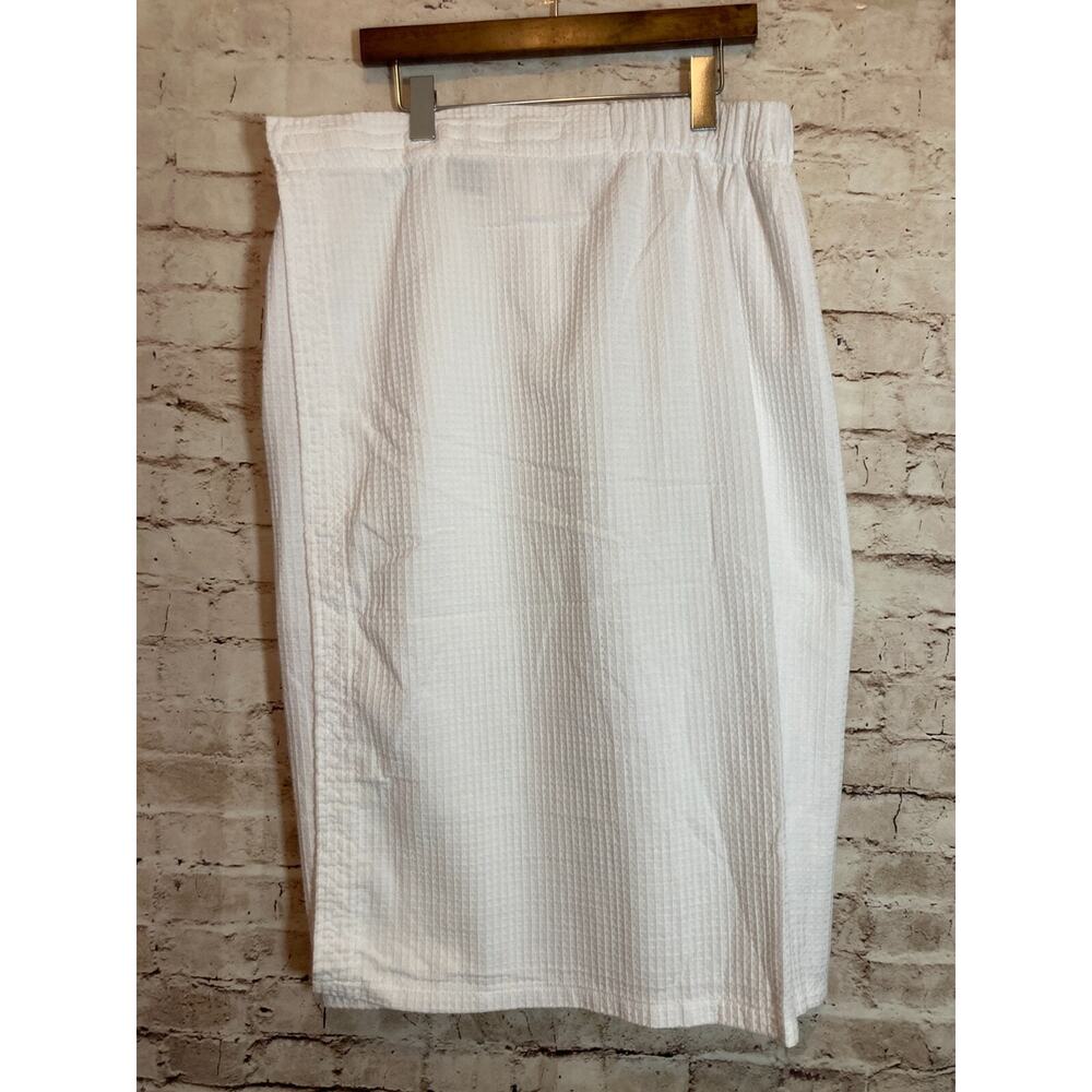 Chakir Turkish Linens Skirt Womens XXL White Faux Wrap Pencil Textured Waffle
